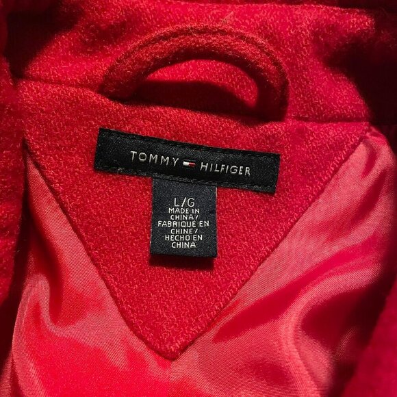Tommy Hilfiger Red Woold Blend Peacoat Jacket Womens Large - Picture 4 of 16